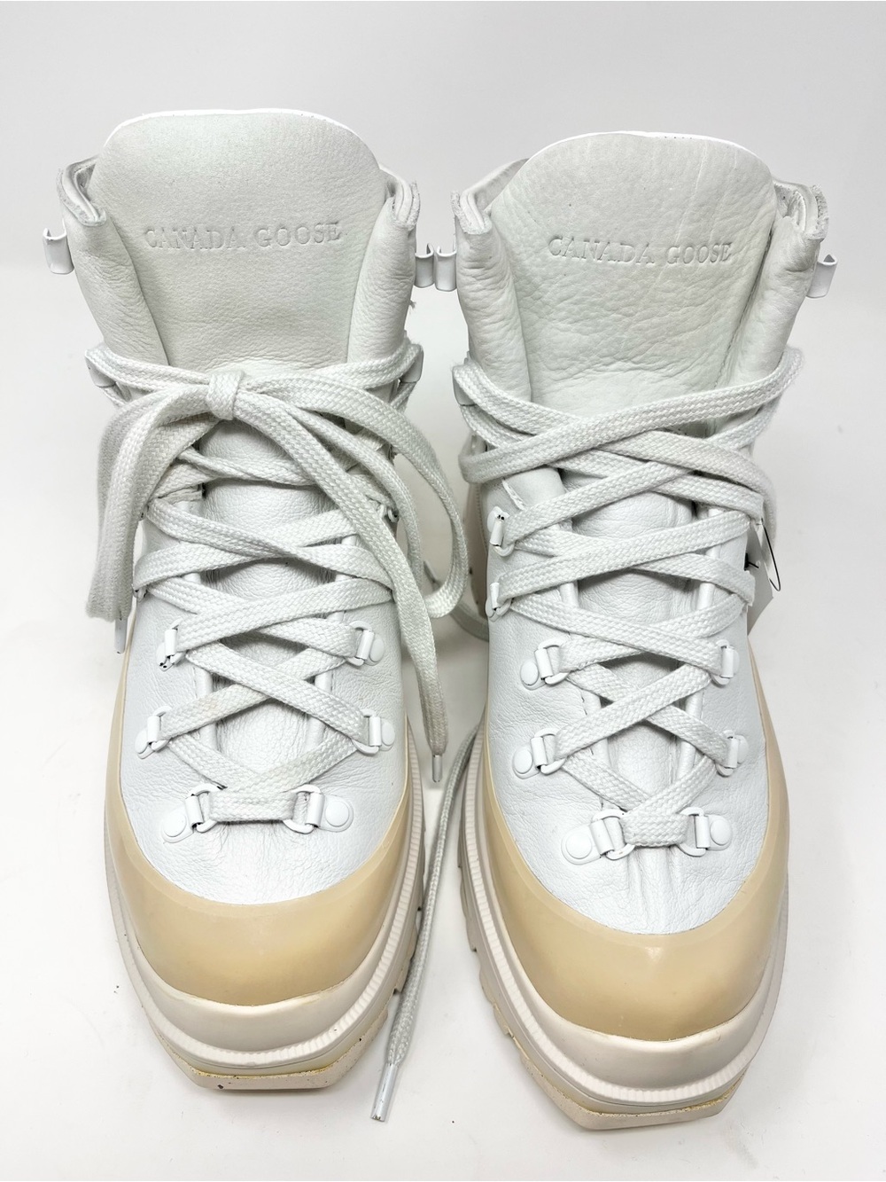 Canada Goose Journey Boot White Leather Lace Up Snow Boot size 8.5 US - Picture 3 of 6